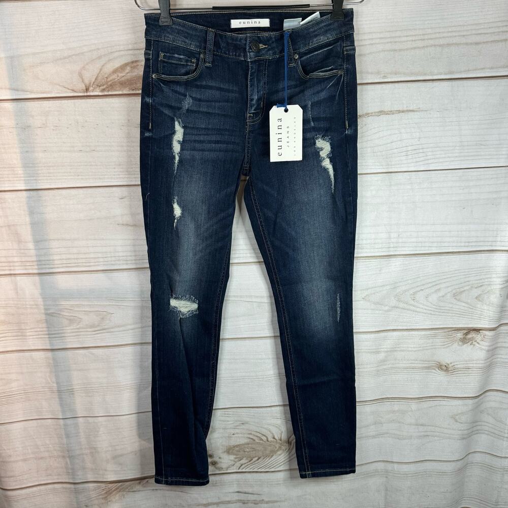 Eunina Jeans Medium Wash Mid Rise Skinny Ankle Length Jeans Size 5